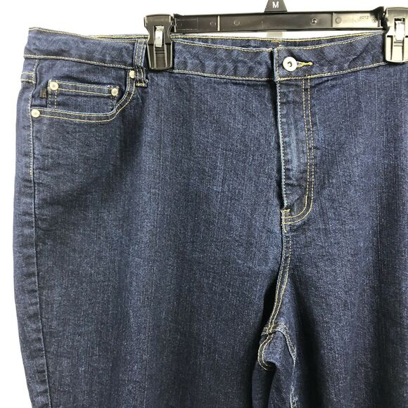 Ashley Stewart Denim Jeans Women Plus 26W Dark Blue Stretch Cotton Straight Leg - Picture 11 of 12